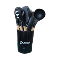 Kairos Silicone Cooking Spatula With Wooden Handle Set of 12 Pcs