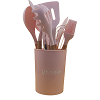 Kairos Silicone Cooking Spatula With Wooden Handle Set of 12 Pcs