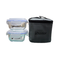 Kairos Microwave Safe Glass Lunch Box With Bag & 2 Containers