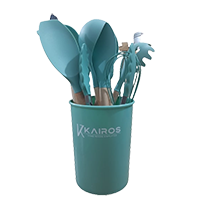 Kairos Silicone Cooking Spatula With Wooden Handle Set of 12 Pcs
