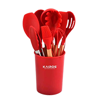 Kairos Silicone Cooking Spatula With Wooden Handle Set of 12 Pcs