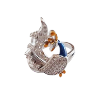 92.5 Silver Peacock Design Ring for Women (Size-7)