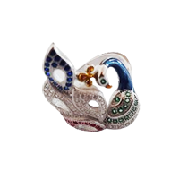92.5 Silver Peacock Design Ring for Women (Size-7)