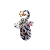 92.5 Silver Peacock Design Ring for Women (Size-6)