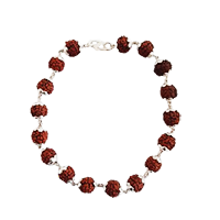 70 Silver Rudraksha Bracelet With Flower Caps