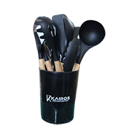 Kairos Silicone Cooking Spatula With Wooden Handle Set of 12 Pcs