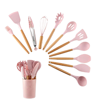 KAIROS SILICONE COOKING SPATULA WITH WOODEN HANDLE SET OF 12 PCS