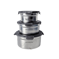 Kairos Fresh Seal Trio-Stainless Steel Containers Set of 3